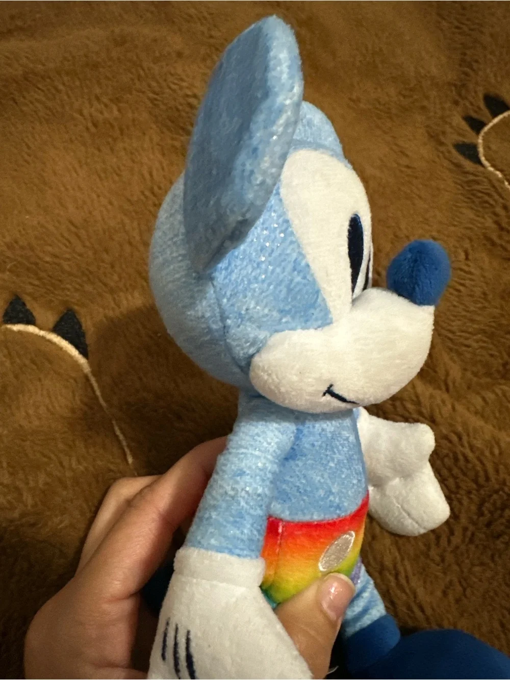Disney Blue Mickey Plush with Rainbow Shorts